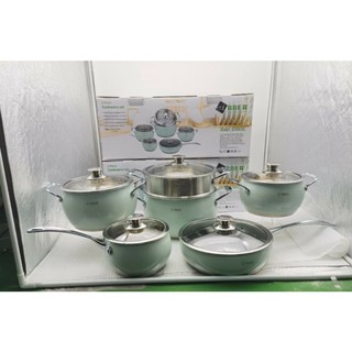 Bộ nồi cao cấp 6 món arber an06xc kèm xửng hấp có tay cầm chống nóng