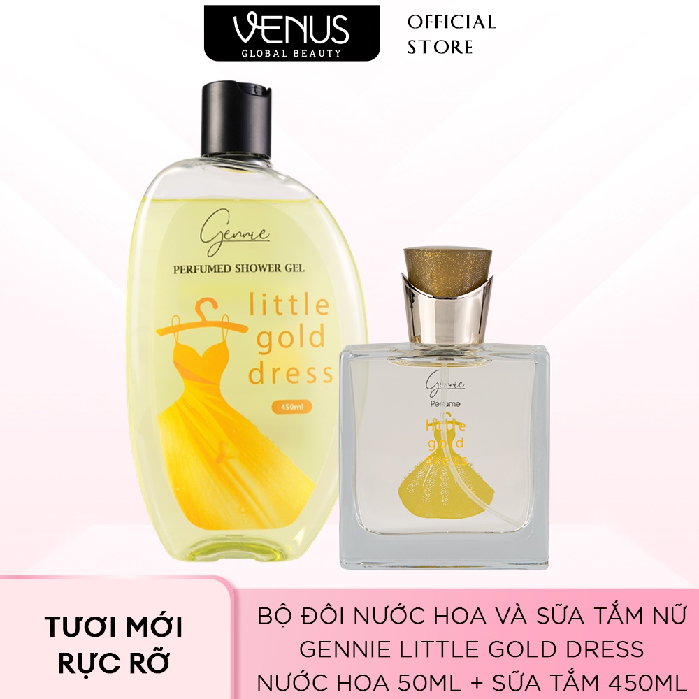 Bộ đôi Nước hoa và Sữa tắm nước hoa Nữ Gennie Little Gold Dress 50ml + 450ml