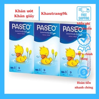 Giấy ăn bỏ túi, giấy cao cấp Paseo, Khăn rút 3 lớp bịch 10 gói.