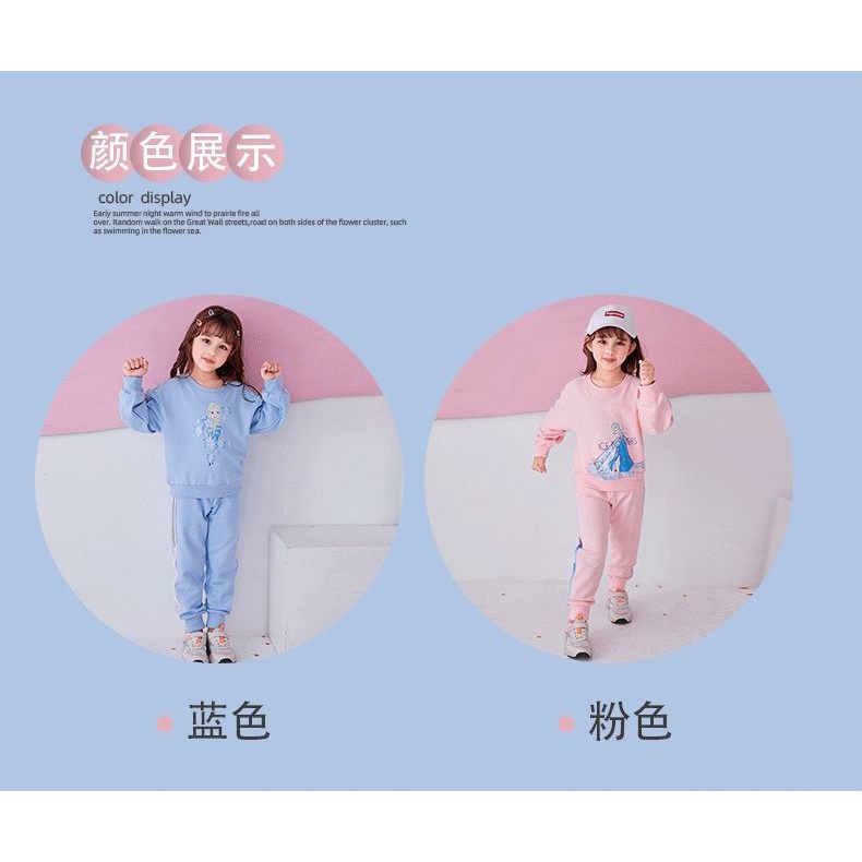 Bộ Nỉ Thu Đông Dài Tay Bé Gái Hình Elsa Siêu Đẹp Hàng QCCC