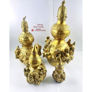 (Giá Sỉ+Giảm giá) Hồ Lô Bát Tiên phong thuỷ bằng đồng 4 kích cỡ tiêu chuẩn trang trí phòng khách, phòng làm việc