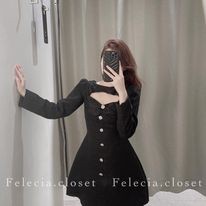 Váy dạ khoét ngực phối ren