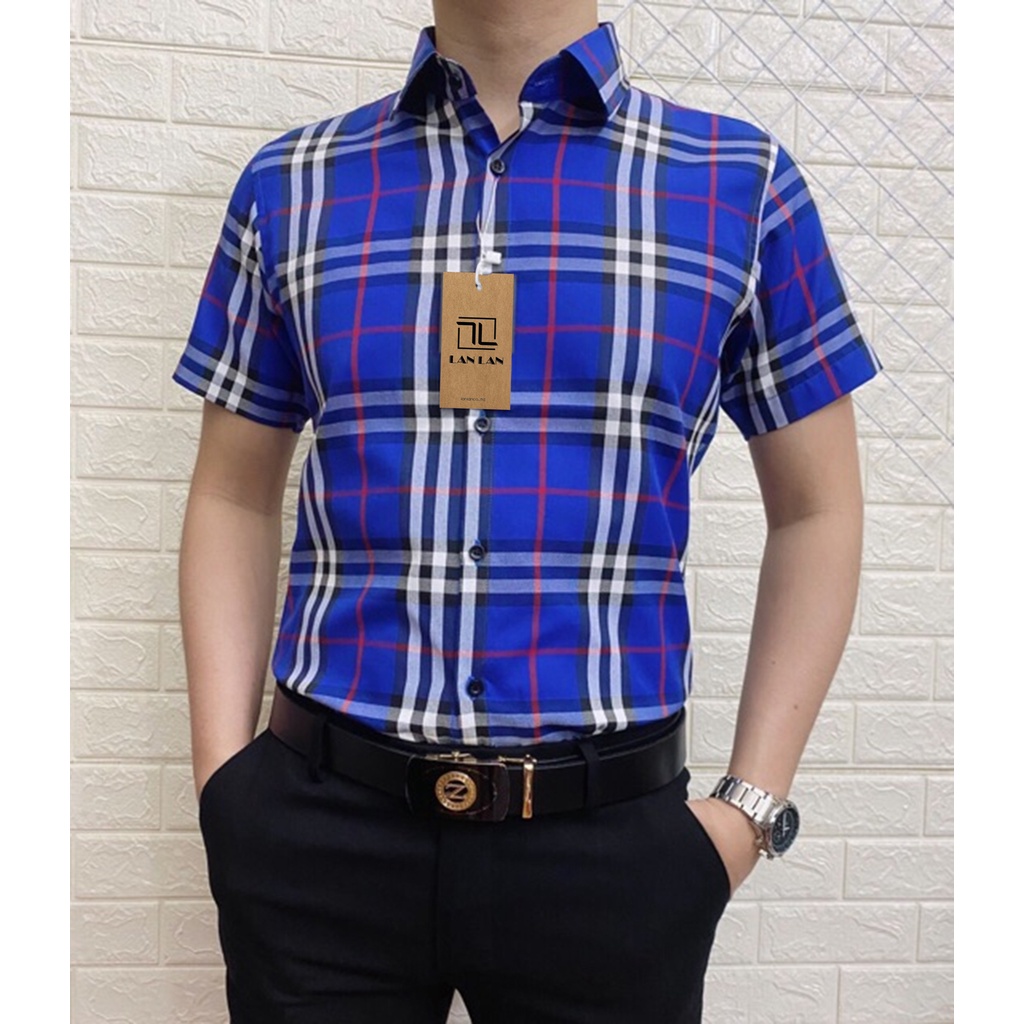 Áo sơ mi, áo sơ mi nam ngắn tay, chất liệu lụa mềm mịn, thoáng mát, kiểu dáng slimfit trẻ trung, thanh lịch, tôn dáng