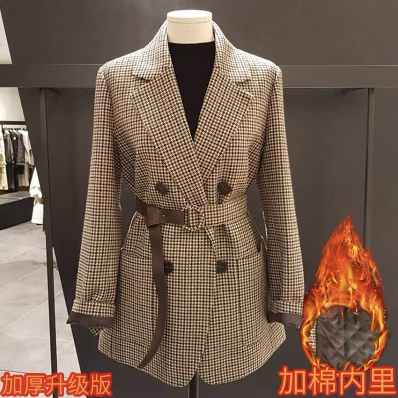 Áo Khoác Vest Len Kẻ Sọc Caro Phong Cách Hàn Quốc Thời Trang Xuân Thu 2022 Mới