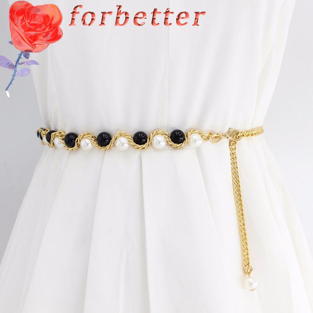 Thắt lưng chuỗi xích đính ngọc trai giả phong cách Hàn Quốc có thể điều chỉnh thanh lịch cho nữ
