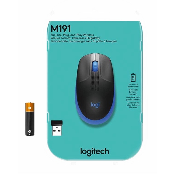 Chuột không dây Logitech Quang M190 (Đen viền xám