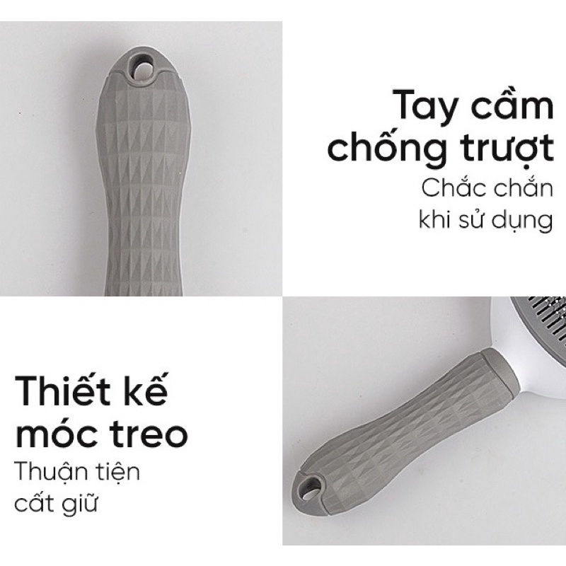 Lược chải lông chó mèo có nút bấm Lược gỡ rối lông cho mèo chất liệu cao cấp Surica PK14