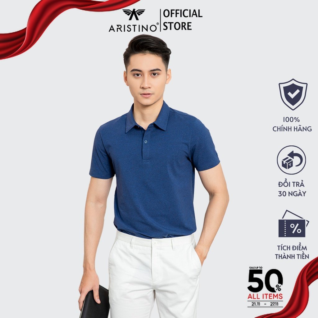 Áo polo nam ARISTINO dáng suông vừa phải, thiết kế cổ đức chỉn chu, chất liệu supima cotton cao cấp - APSR03