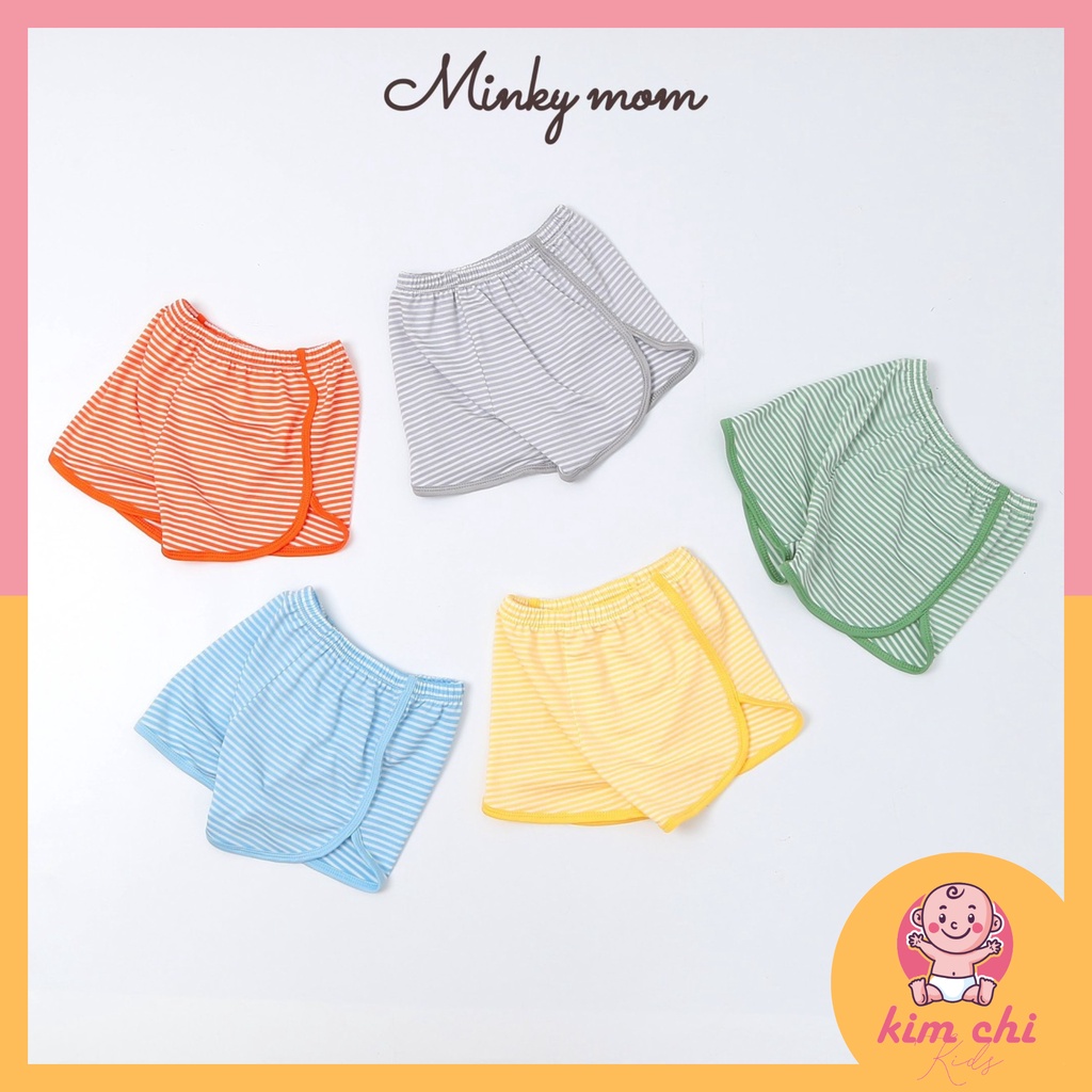 Quần đùi bé trai bé gái, quần cộc mùa hè cho bé chất cotton lạnh kẻ sọc mềm mát KWOO size 5-19kg