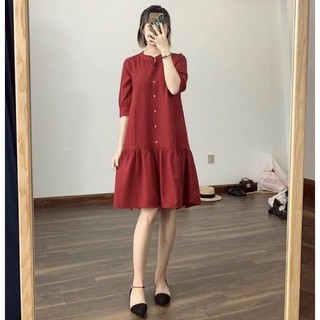 Đầm đỏ đuôi cá tay lỡ (kèm hình thật)