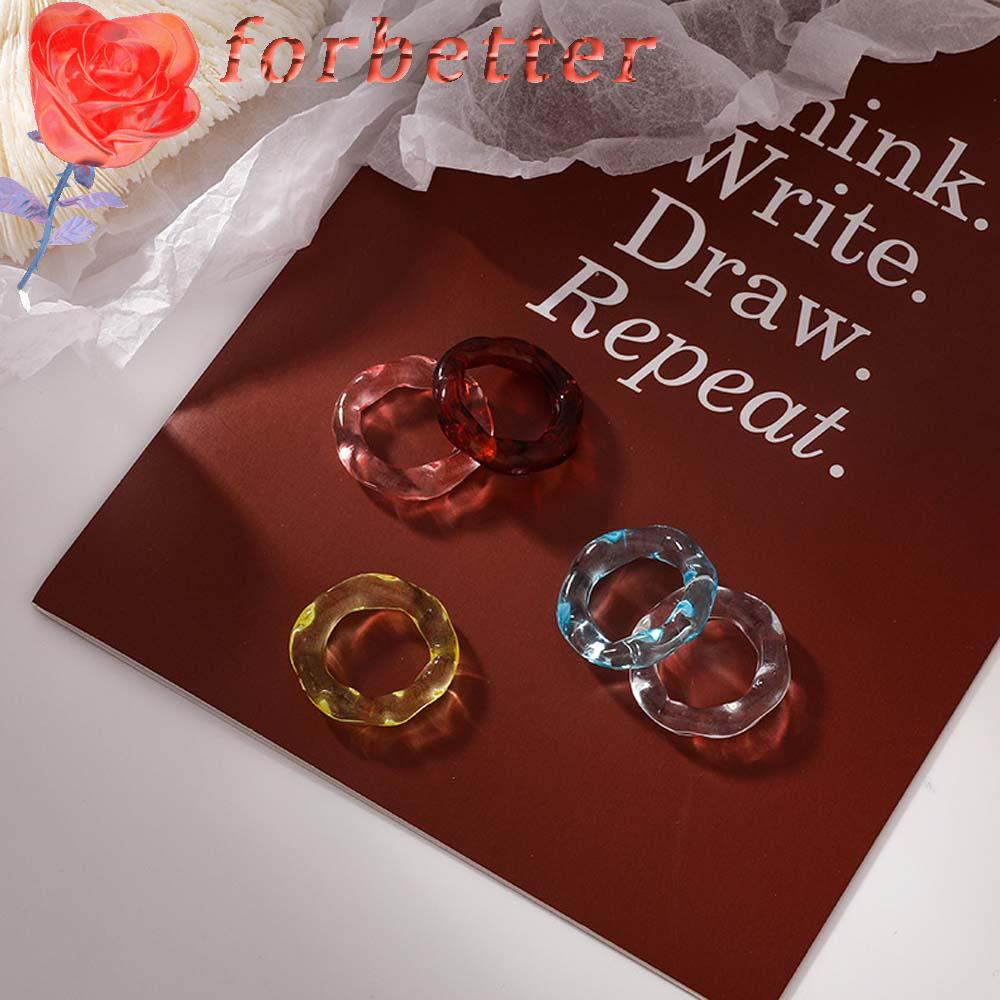 Nhẫn Acrylic Trong Suốt Nhiều Màu Sắc Phong Cách Hàn Quốc Cổ Điển Thời Trang