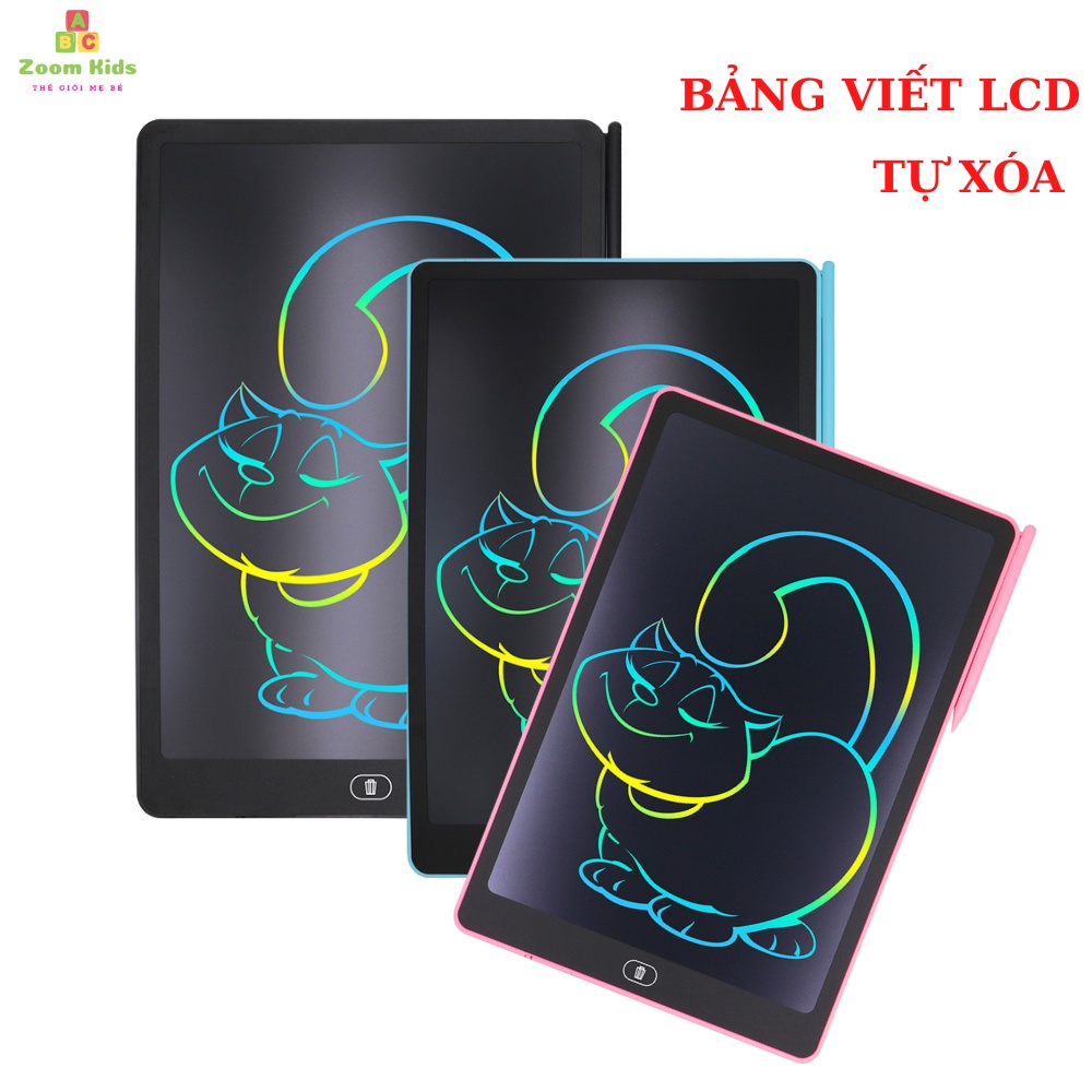 Bảng Viết Tự Xóa LCD 8.5-10-12-16 inch, Bảng Vẽ Điện Tử Đa Sắc Màu - Đồ Chơi Giáo Dục Sớm Trẻ Em Zoomkids