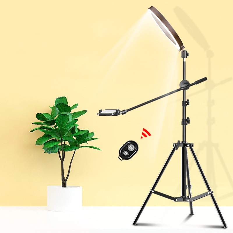 Combo đèn 26cm chân 2 mét kèm tay ngang treo điện thoại chụp ảnh sản phẩm ,review , chụp đồ ăn, unbox tiktok bán hàng on