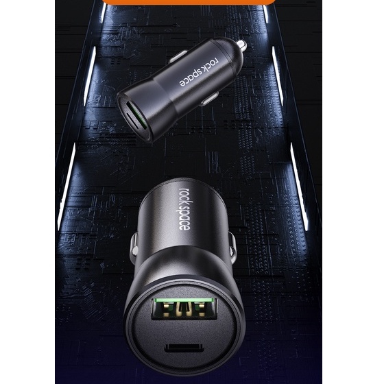 Tẩu sạc xe hơi 2 cổng sạc nhanh PD 20W Rockspace H12 Dual-port A+C  Car Charger Hàng chính hãng bảo hành 12 tháng