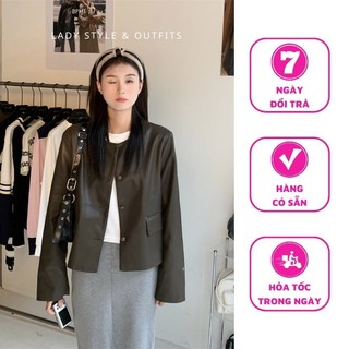 Áo khoác da dáng dài chất da mềm lady style & outfits