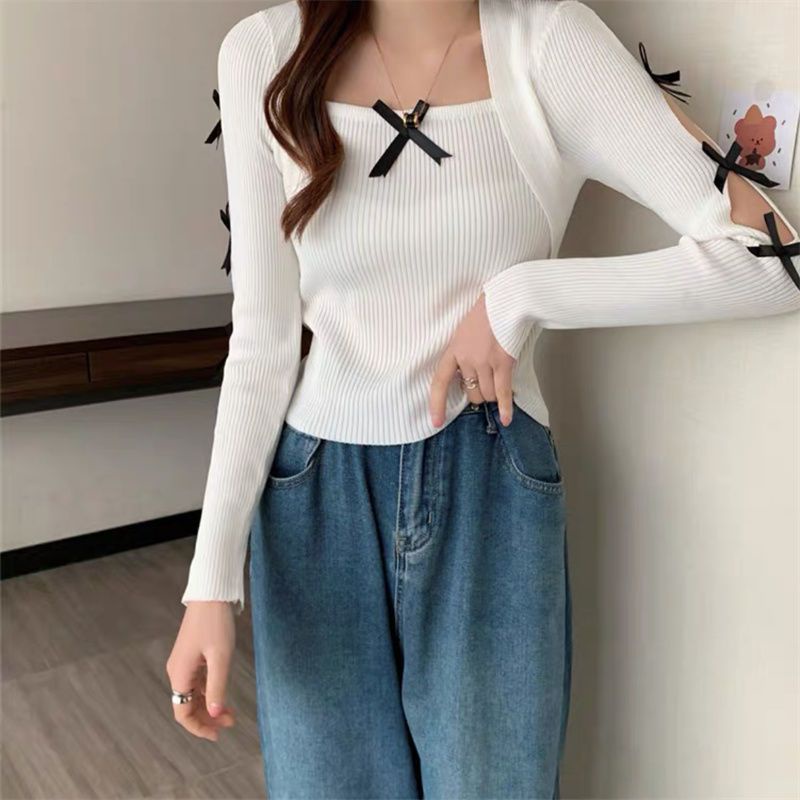 Áo Len Tay Dài Cổ Vuông Thời Trang Dành Cho Nữ