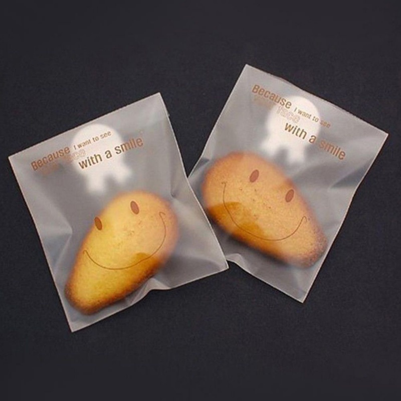 Túi Nhựa Đựng Bánh Quy Tự Dính Họa Tiết Mặt Cười Hoạt Hình Xinh Xắn