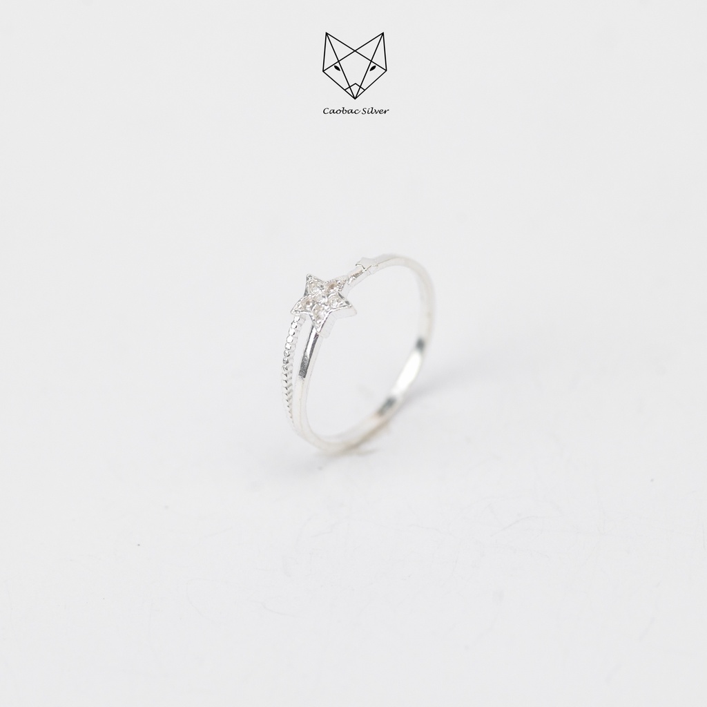 Nhẫn Bạc Ta Cao Cấp CaoBac Silver Thiết Kế Hai Sợi Sao Tính Tế , Lấp Lánh, Mới Lạ Dành Tặng Riêng Cho Bạn Gái
