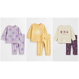 Set quần áo nỉ tím vàng love HM H&M_hàng chính hãng authentic