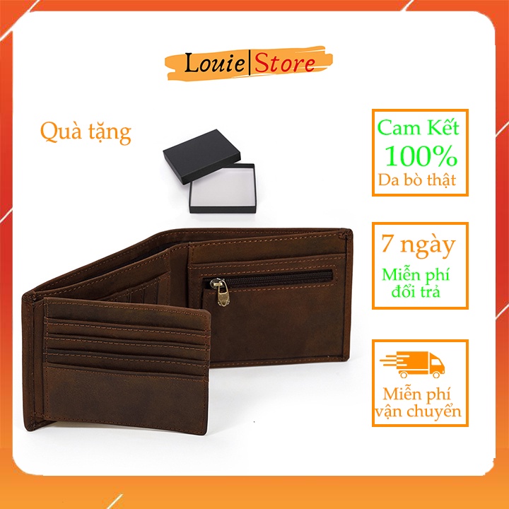 Ví da nam da bò thật Louie Store V6004 size 12*9.5
