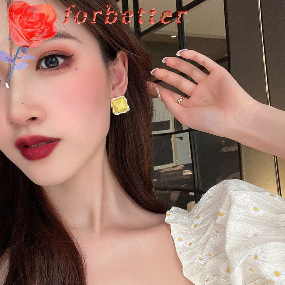 Bông tai hình vuông xoắn bằng hợp kim acrylic nhiều màu sắc phong cách Hàn Quốc cổ điển cho nữ