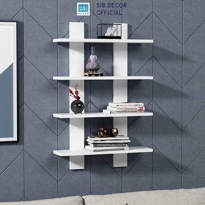 Kệ Gỗ Treo Tường 4 Tầng Để Sách Vở, Tranh Ảnh Và Các Vật Dụng Trang Trí SIB Decor KT504