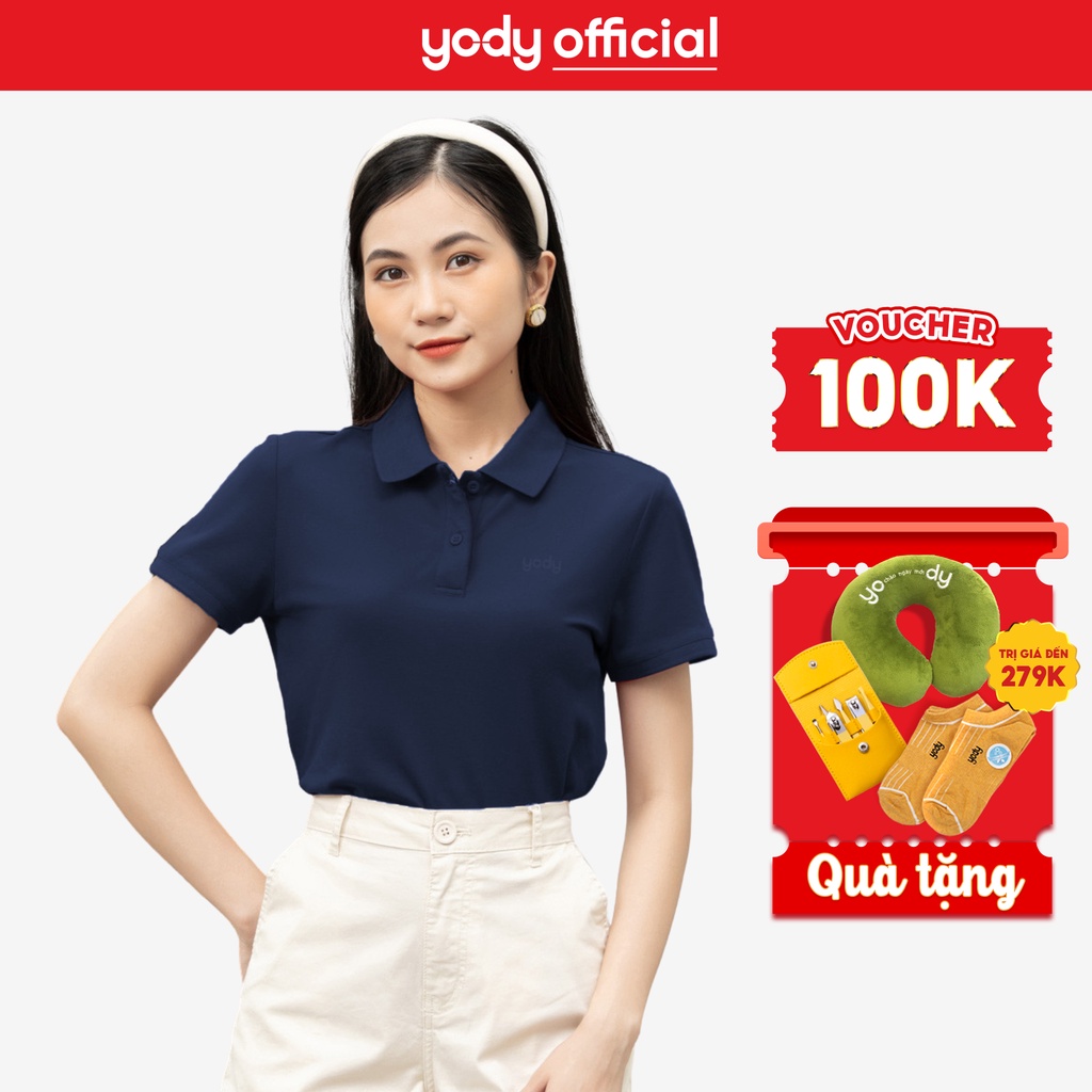 Áo polo nữ YODY vải cotton mắt chim gia đình mềm mại chống nhăn nhàu bai gião - NPS44