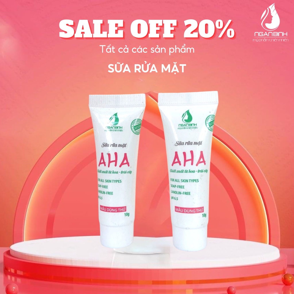 (10GR)Sữa rửa mặt AHA Ngân Bình loại bỏ bụi bẩn, lớp trang điểm nhẹ nhàng, mang lại làn da láng mịn, trắng sáng