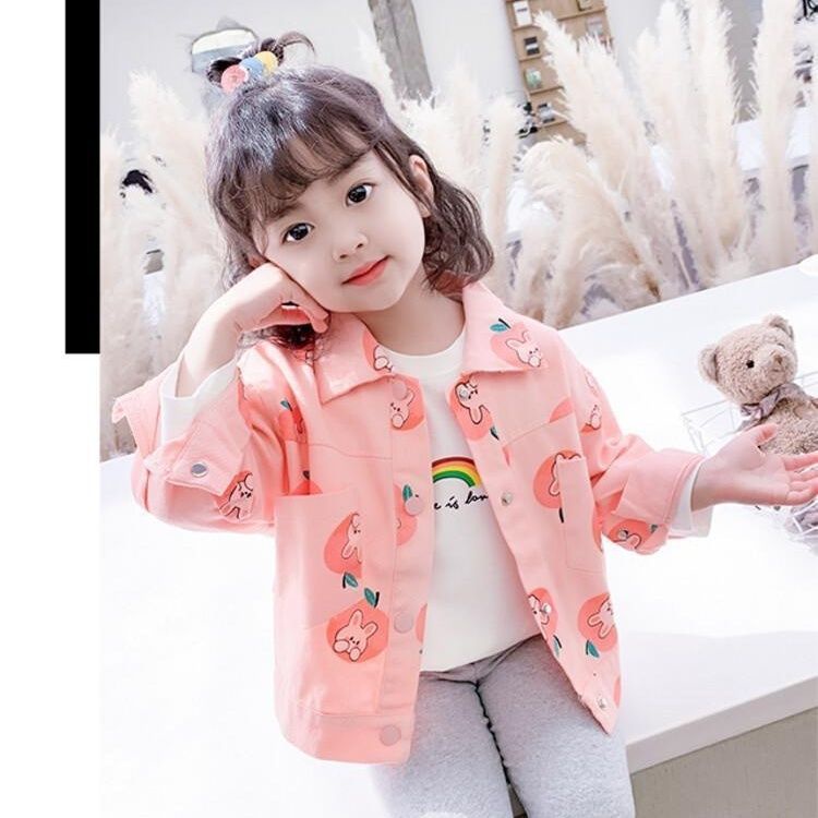 Áo Khoác Denim Dáng Rộng In Hoạt Hình Kiểu Hàn Quốc Thời Trang Xuân Thu 2022 Cho Bạn Gái