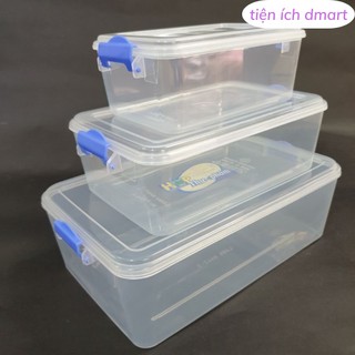 bộ 3 hộp lạnh nhật đựng thực phẩm nhựa trong suốt không mùi bảo quản thực phẩm 6695