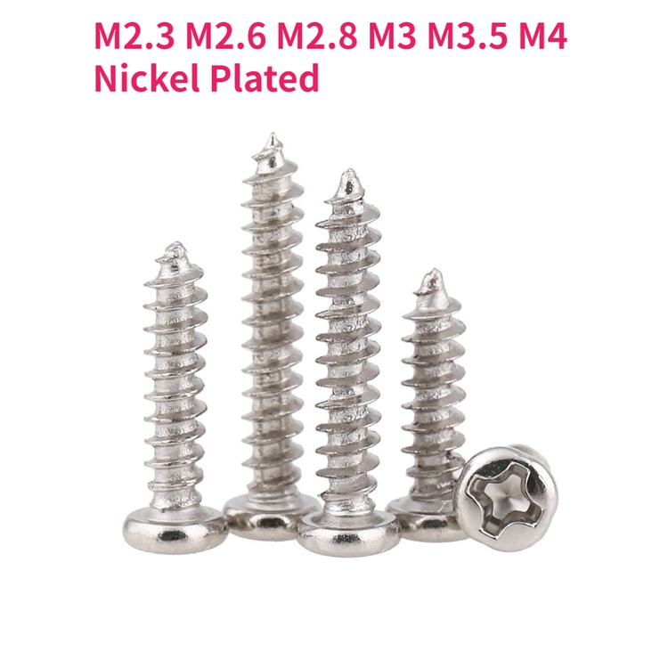 Ốc Vít Đầu Tròn Chữ Thập Mạ Niken M2.3 M2.6 M2.8 M3 M3.5 M4 Chuyên Dụng