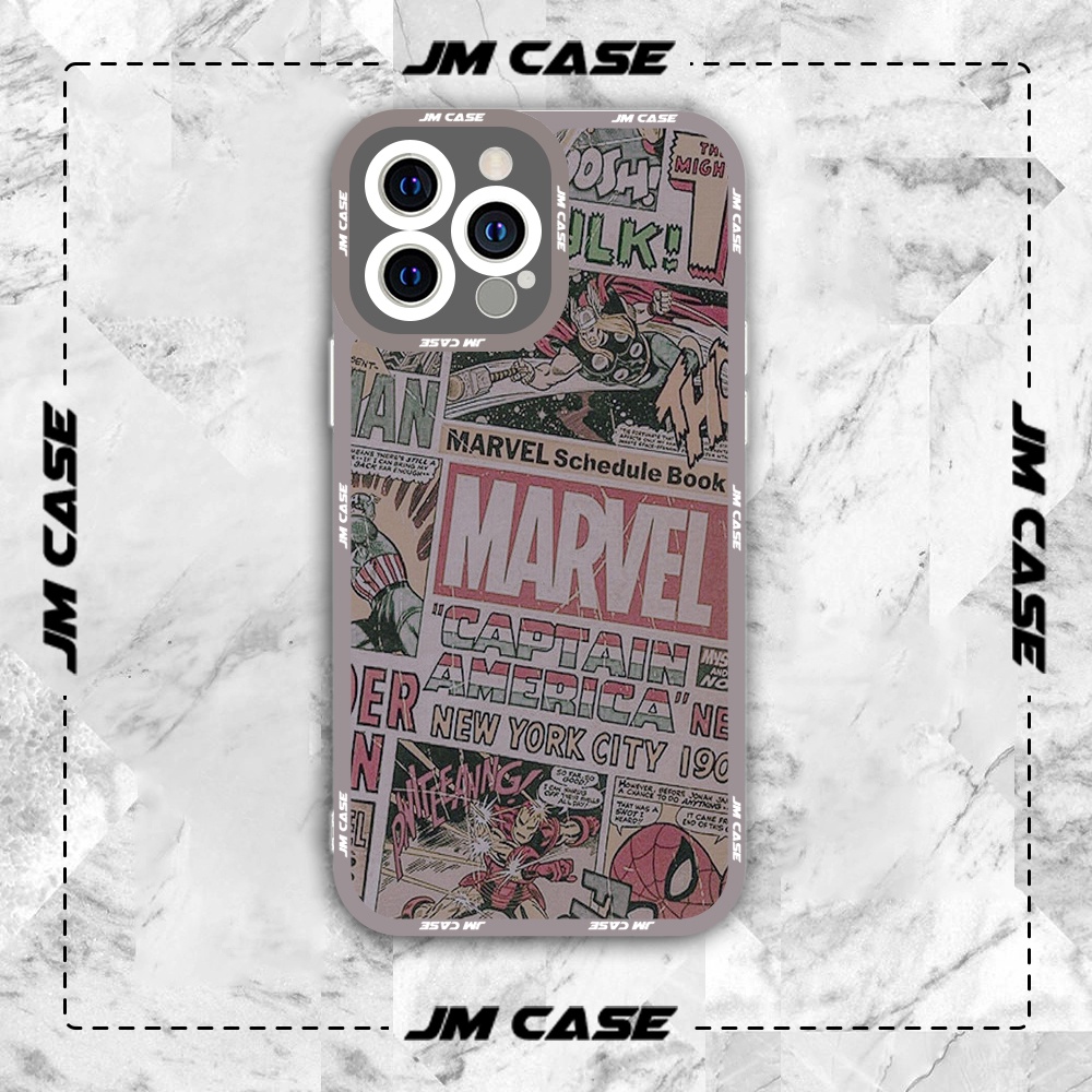 Ốp lưng iphone samsung xiaomi oppo cạnh vuông JMCase Vintage Newspaper Marvel Comics