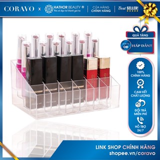 Khay đựng mỹ phẩm, son 24 ô nhựa Mica siêu bền, trong suốt - Hathor Beauty