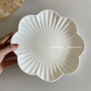 Đĩa Sứ Trắng Hình Hoa