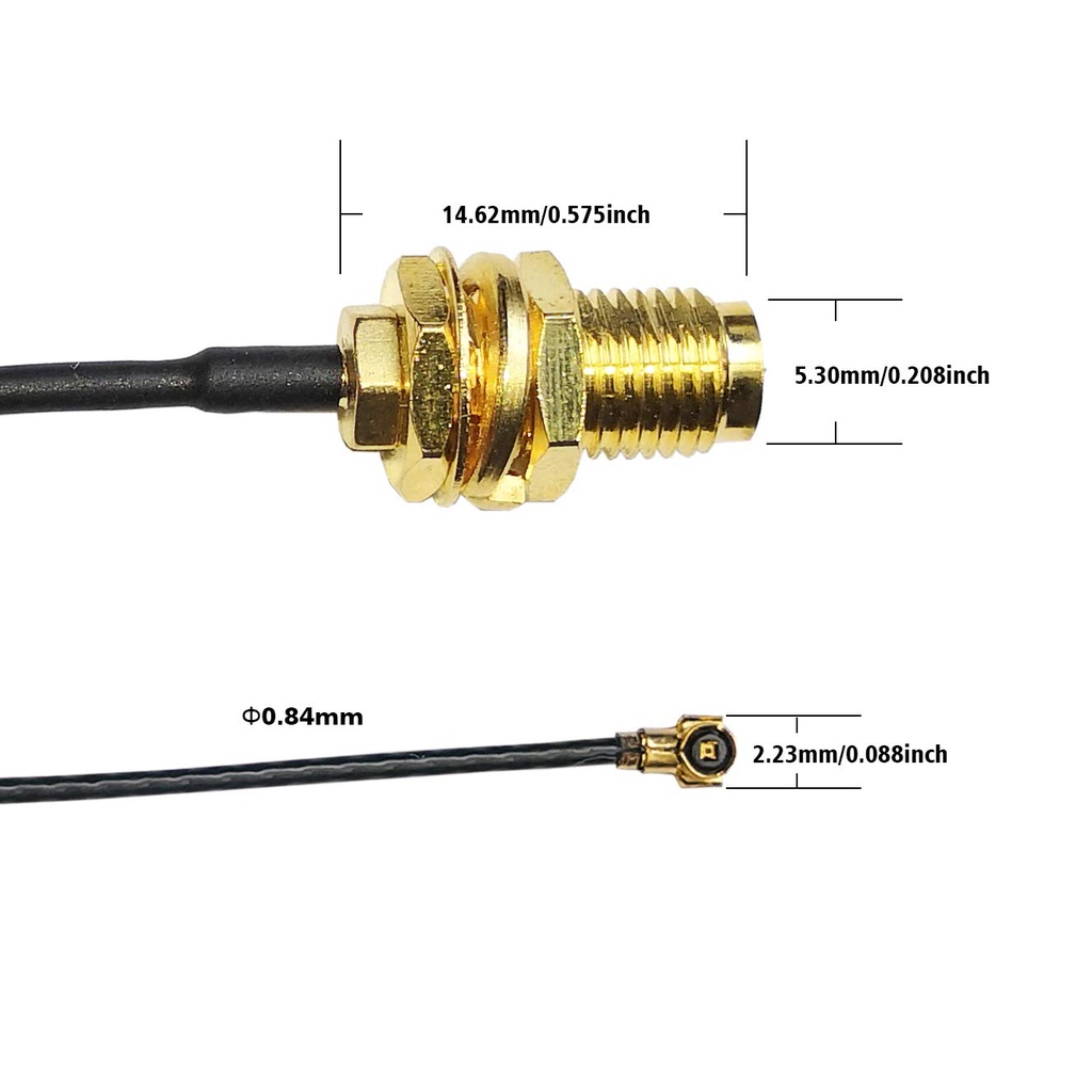Dây nối IPEX4 sang SMA MALE Nối card Wifi M2 NGFF sang Anten Wifi Female đầu lõm Thích hợp cho AX210 AX200 8265 B222...