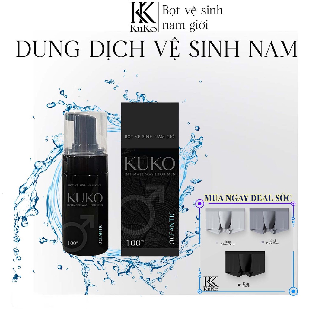 Bọt vệ sinh nam giới Kuko Dung dịch vệ sinh nam tạo bọt hương nước hoa , làm mát tức thì dung tích 100ml