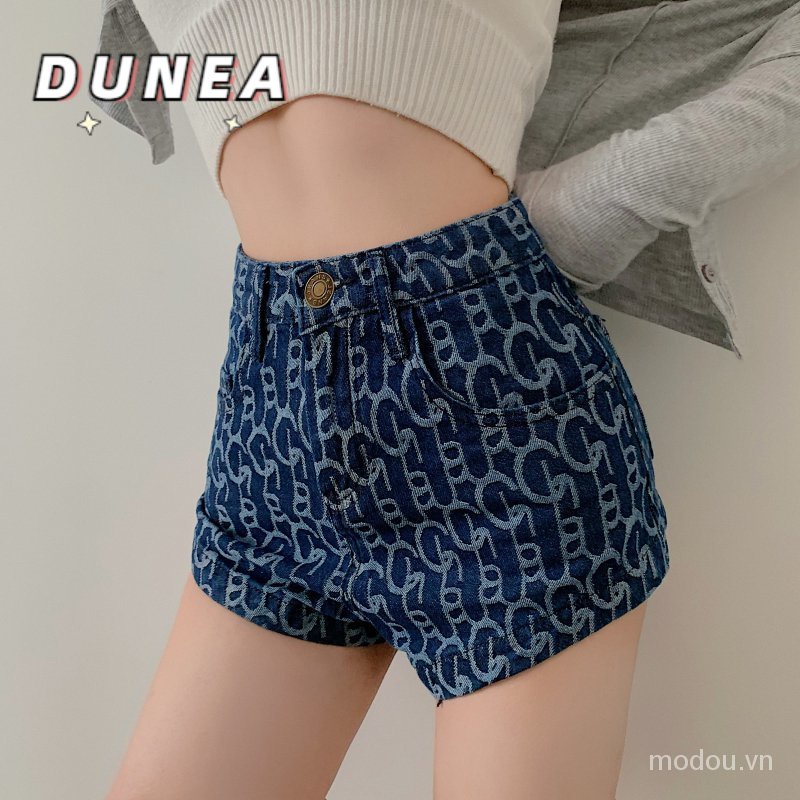 DUNEA Quần short denim in họa tiết chữ thời trang cho nữ