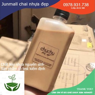 Chai nhựa vuông dẹt 500ml , chai nhựa dẹp đựng trà sữa 500ml