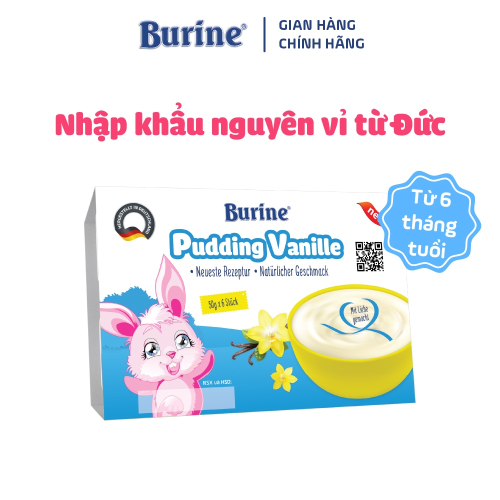 Cháo sữa/ Pudding ăn dặm Burine (HiPP) dành cho bé từ 6 tháng tuổi (Vỉ 6 Hũ x 50g)