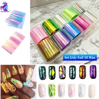 Set Hộp Giấy Foil 10 màu dùng để ẩn móng