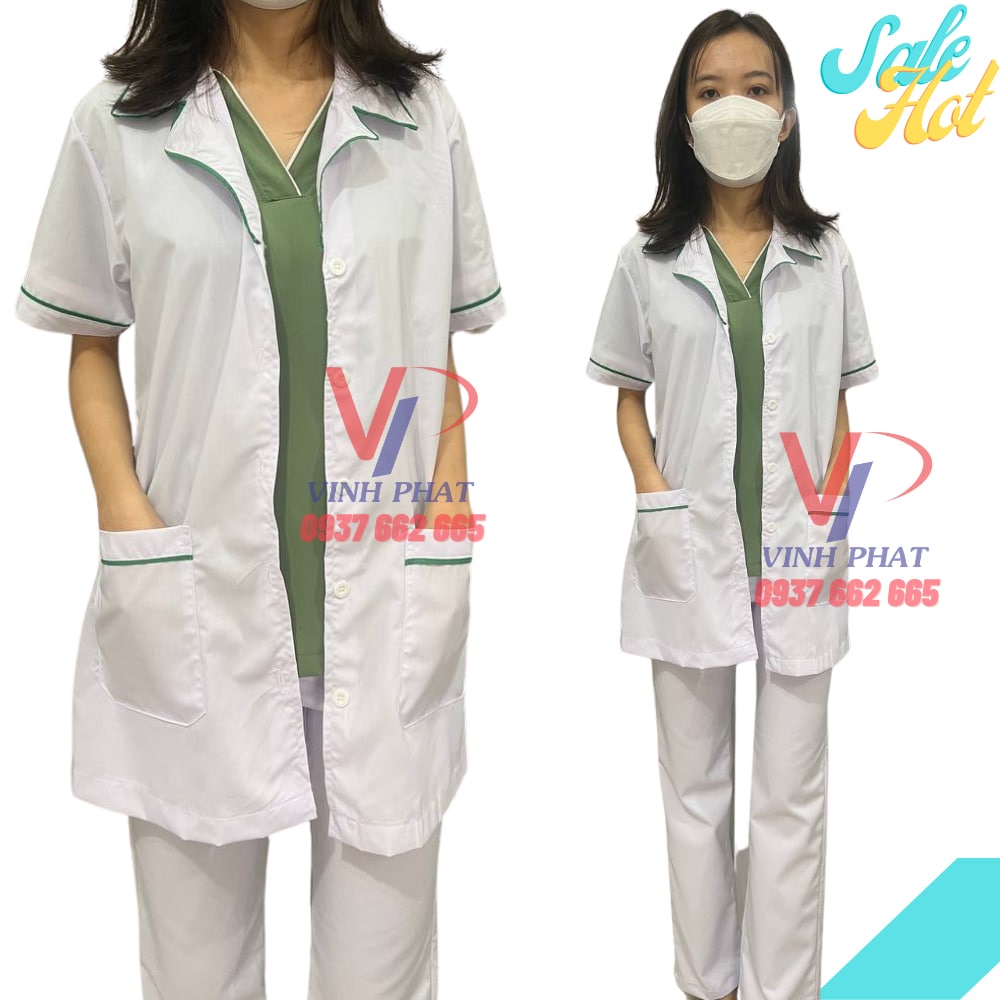 Quần Blouse Trắng Vải Kaki Cao Cấp Mềm Mịn Thoáng Mát Đồng Phục Cho Y Tá Dược Sĩ,Điều Dưỡng  - Hình thật