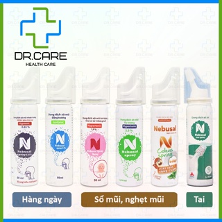 Nebusal Spray - Dung dịch nước muối biển xịt vệ sinh mũi/ tai - giảm nghẹt, sổ mũi (Đẳng/ ưu/ nhược trương, húng chanh)