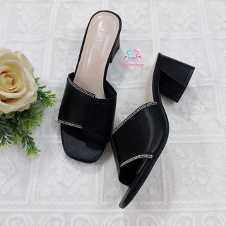 Dép cao gót Dusto da mềm, gót vuông 5cm (sẵn size 38)