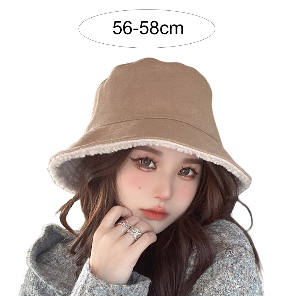 Mũ Bucket Chất Liệu Cashmere Giả Lông Thời Trang Cho Nữ