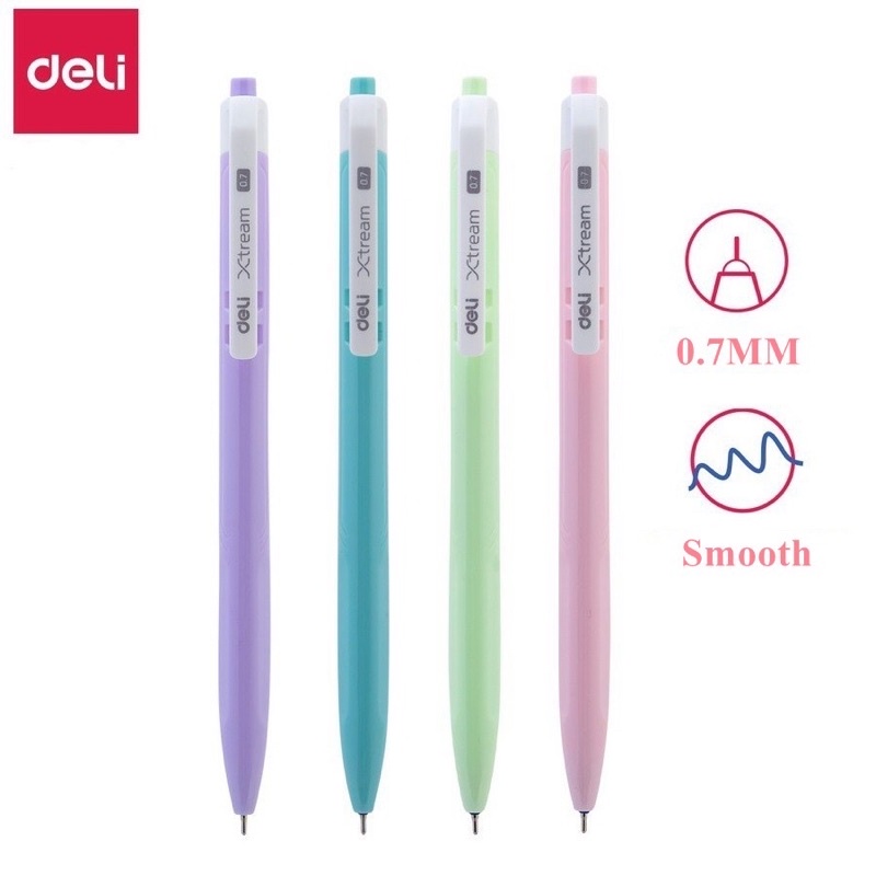 Bút bi bấm 0.7mm Deli màu Macaron Q03336