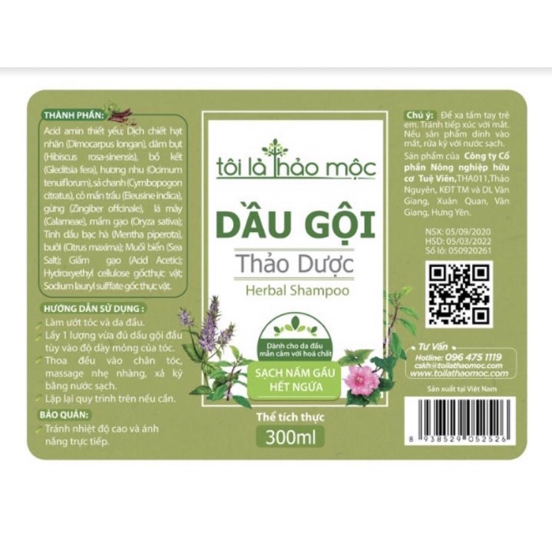 Dầu gội thảo mộc chống rụng tóc Tôi là thảo mộc