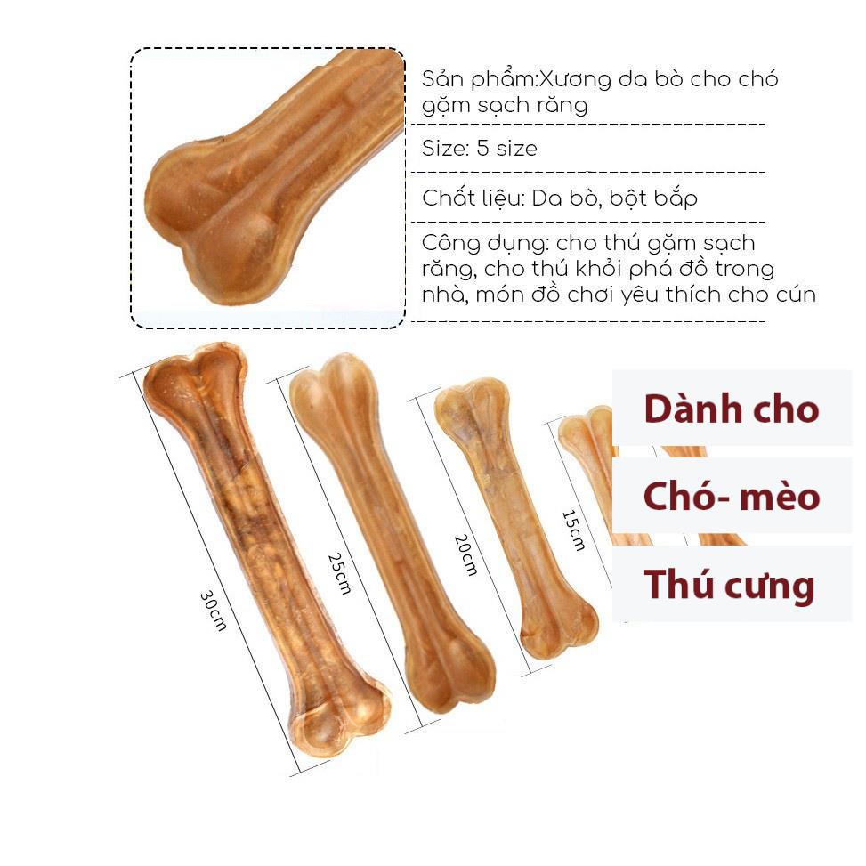 Orgo- (1 cái) Xương da bò cho chó gặm dạng xương ống (5 size) cho chó sạch răng tránh cắn phá đồ