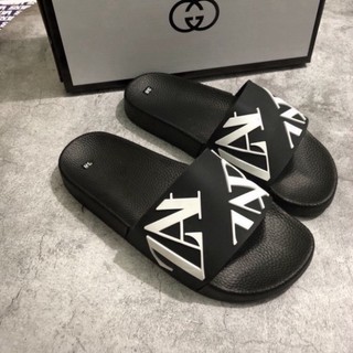 Dép zara quai ngang nam nữ, quai xanh đen đế cao su cao at shop