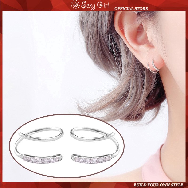 Khuyên Tai Bạc Dạng Xoắn Đính Đá Nhiều Màu Sắc Gợi Cảm Cho Nữ
