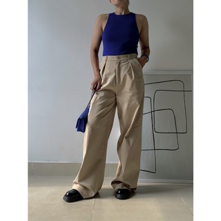 Quần kaki ống rộng low rise form dài resty